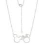 Disney Mickey and Minnie Mouse Jewelry for Women, Silver Plated Interlocking Mickey and Minnie Mouse Pendant Necklace;