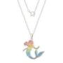 Disney Princess Little Mermaid Jewelry for Women and Girls, Ariel Rainbow Glitter Silver Plated Pendant Necklace, 18” Chain