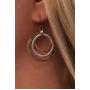Handmade Sunrise Tricolor Dangle Earrings - Burnished Circles, Copper, Brass and Silverplated