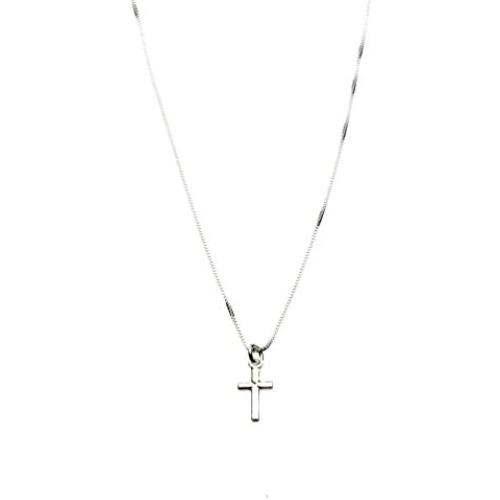 Sterling Silver Tiny Cross Charm Box Chain Nickel Free Necklace Italy