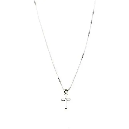 Sterling Silver Tiny Cross Charm Box Chain Nickel Free Necklace Italy