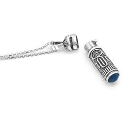 Mezuzah Necklace 925 Sterling Silver Hamsa Hand Amulet for Men and Women With a Turquoise Gemstone