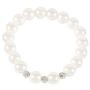 LZMEI White 8mm Glass Pearls Necklace Bracelet Earring Diamond Jewelry 3 Set Wholesale for Women Little Girls (16inch)