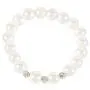 LZMEI White 8mm Glass Pearls Necklace Bracelet Earring Diamond Jewelry 3 Set Wholesale for Women Little Girls (16inch)