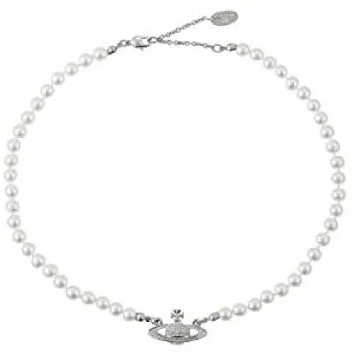 Vivienne Westwood Silver Saturn Pearl Necklace with Special Box and Paper Bag Vivienne Westwood Silver Saturn Pearl Necklace with Special Box and Paper Bag