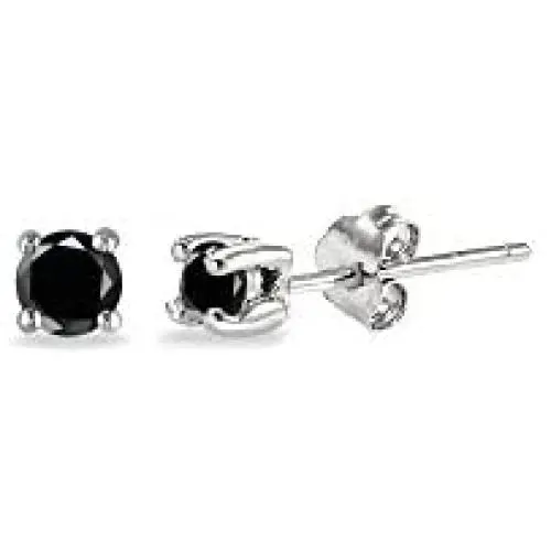 Sterling Silver Black Cubic Zirconia 2mm Round Stud Earrings Sterling Silver Black Cubic Zirconia 2mm Round Stud Earrings