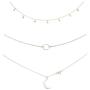 ROSTIVO Star Necklace Choker for Women Girls Moon Necklace Pendant Dainty Simple Circle Choker Necklace Set (3 Pack, Silver)