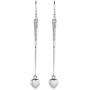 Pepe Dominguez 925 Sterling Silver Hammered Long Drop with Heart Dangle Earrings