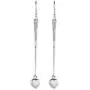 Pepe Dominguez 925 Sterling Silver Hammered Long Drop with Heart Dangle Earrings Pepe Dominguez 925 Sterling Silver Hammered Long Drop with Heart Dangle Earrings