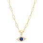 18K Gold Virgin Mary Link Toggle Necklace Dainty Evil Eye Choker with Cubic Zirconia for Women Delicate Jewelry Gifts