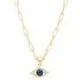 18K Gold Virgin Mary Link Toggle Necklace Dainty Evil Eye Choker with Cubic Zirconia for Women Delicate Jewelry Gifts
