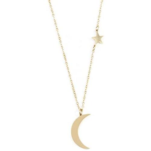 Happiness Boutique Women Star and Moon Pendant Necklace in Gold Color Necklace with Half Moon Stainless Steel Jewelry