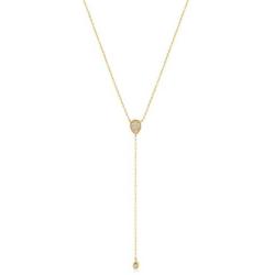 GELIN 14k Solid Gold 0,03 ct Diamond Teardrop Pendant Y Necklace for Women, Surprise Fine Jewellery ,18 inch