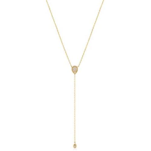 GELIN 14k Solid Gold 0,03 ct Diamond Teardrop Pendant Y Necklace for Women, Surprise Fine Jewellery ,18 inch