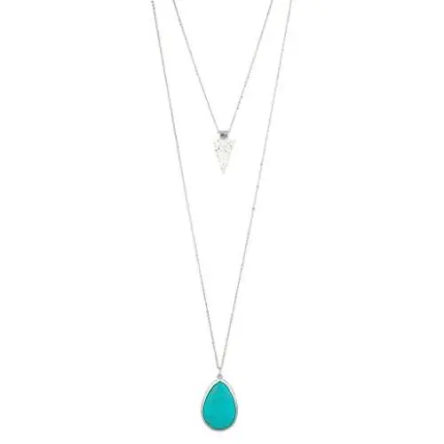 Lux Accessories Womens Stone Teardrop & Arrowhead Double Layered Necklace Set Lux Accessories Womens Stone Teardrop & Arrowhead Double Layered Necklace Set