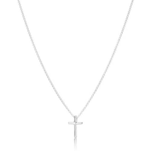 Molly B London Sterling Silver Faith Rounded Cross Necklace - Perfect Girls Holy Communion gift & Christening jewelry