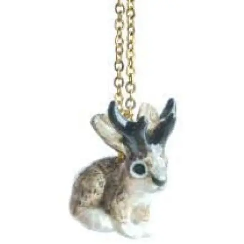 CampHollow Jackalope Rabbit Hand Painted Porcelain Necklace Ceramic Animal Necklace Pendant Bunny With Antlers CampHollow Jackalope Rabbit Hand Painted Porcelain Necklace Ceramic Animal Necklace Pendant Bunny With Antlers