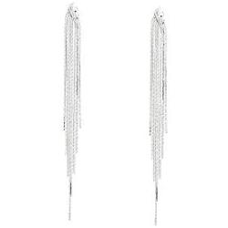 Long Tassel Dangle Drop Earrings for Woman Teen Girls Silver Gold Color Punk Sleek Metal Chain Earrings Wedding Bridesmaid Jewelry Korean Fashion Style