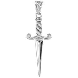 Exquisite 925 Sterling Silver Dagger Knife Charm Pendant Necklace