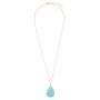 RIAH FASHION Bohemian Natural Stone Geometric Pendant Long Necklace - Boho Rectangle Bar Charm Layering Statement Chain Arrowhead Marble Quartz