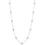 10K Yellow Gold Freshwater Pearl & Natural Aquamarine Station Necklace, 18''