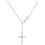 Verona Jewelers Sterling Silver 925 Infinity Cross Lariat Necklace- Sterling Silver Pendant Necklace