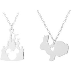Mall of Style Disney Castle Necklace for Women - Kids Bunny Necklace - Easter Bunny Necklace for Women/Girls in Silver - Stainless Steel Jewelry - Adorable Birthday, Christmas or Easter Gift