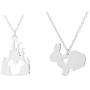 Mall of Style Disney Castle Necklace for Women - Kids Bunny Necklace - Easter Bunny Necklace for Women/Girls in Silver - Stainless Steel Jewelry - Adorable Birthday, Christmas or Easter Gift