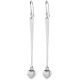 Pepe Dominguez 925 Sterling Silver Hammered Long Drop with Heart Dangle Earrings