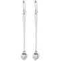 Pepe Dominguez 925 Sterling Silver Hammered Long Drop with Heart Dangle Earrings Pepe Dominguez 925 Sterling Silver Hammered Long Drop with Heart Dangle Earrings