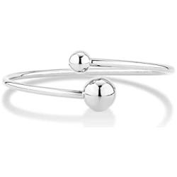 Miabella 925 Sterling Silver Italian Flexible Open Bypass Bead Ball Cuff Bangle Bracelet for Women 6.75-7, 7.25-7.5, 7.75-8 Inch Jewelry Made in Italy