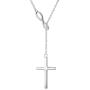 FANCIME Gold Plated 925 Sterling Silver High Polished Infinity Heart Cross Pendant Y Necklace for Women Girls, 18‘’