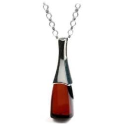 Black Cherry Amber Sterling Silver Modern Set Leverback Earrings Necklace 18 Inches