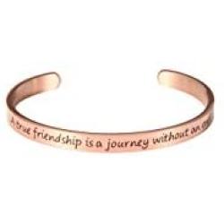 XuRiLai A True Friendship is a Journey Without an end Womany Cuff Bracelet Positive Message Cuff Bracelet for Women and Girls Jewelry Gifts(Rose Golden)