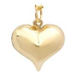 Pori Jewelers 14K Solid Yellow Gold Heart Charm Pendants- Multiple Styles Available