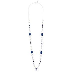 NINE WEST Silver-Tone and Denim 42'' Strand Necklace