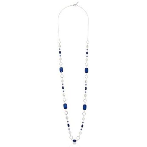 NINE WEST Silver-Tone and Denim 42'' Strand Necklace