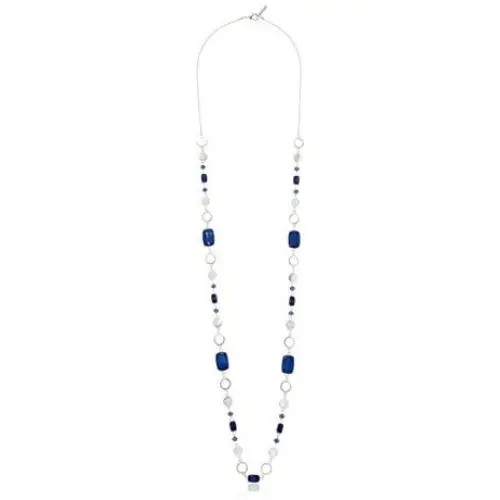 NINE WEST Silver-Tone and Denim 42'' Strand Necklace NINE WEST Silver-Tone and Denim 42'' Strand Necklace