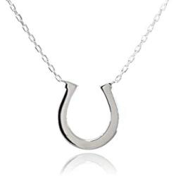Dote Lucky Horseshoe Pendant Genuine .925 Sterling Silver Necklace 16-18 Adjustable Chain