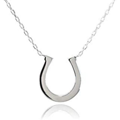 Dote Lucky Horseshoe Pendant Genuine .925 Sterling Silver Necklace 16-18 Adjustable Chain