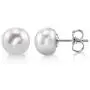 Freshwater Cultured Pearl Earrings for Women White Button Studs with 925 Sterling Silver - THE PEARL SOURCE Freshwater Cultured Pearl Earrings for Women White Button Studs with 925 Sterling Silver - THE PEARL SOURCE