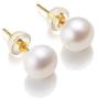 KEETEEN “Moon&Star'' Sterling Silver Studs 8mm Freshwater with Crystal Zircon Pearl Earrings for Women