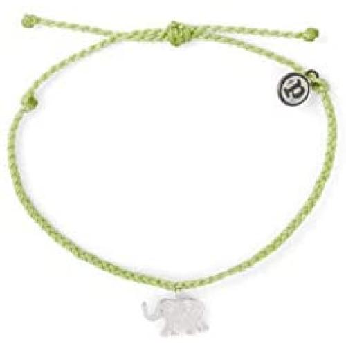 Pura Vida Gold or Silver Elephant Charity Wildlife Bracelet - 100% Waterproof, Adjustable Band - Coated Charm