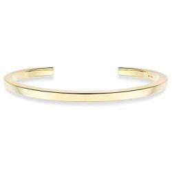 Miabella 925 Sterling Silver Italian 4mm Squared Cuff Polished Bangle Bracelet for Women Men 7, 8 Inch White or 18K Yellow Gold Plated Bracelet Made in Italy