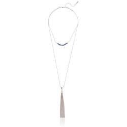 Kenneth Cole Womens Woven Bead & Chain Tassel Layered Necklace Set, Blue Mix, One Size