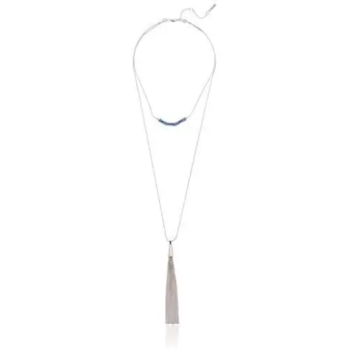 Kenneth Cole Womens Woven Bead & Chain Tassel Layered Necklace Set, Blue Mix, One Size Kenneth Cole Womens Woven Bead & Chain Tassel Layered Necklace Set, Blue Mix, One Size