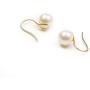 HinsonGayle AAA GEM 8-8.5mm Round Freshwater Cultured Pearl Dangle Earrings 14K Gold
