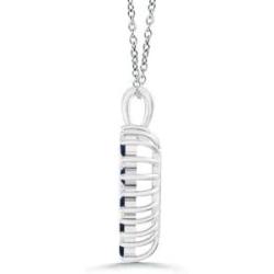 September Birthstone - Blue Sapphire and Diamond Heart Pendant Necklace in 10K White Gold (2mm Blue Sapphire)