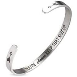 A N KINGPiiN Inspirational Bracelets for Women Inspirational Gift for Women Girls Men Motivational Birthday Cuff Bangle Friendship Personalized Mantra Jewelry Come Gift Box