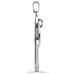14k White Gold Large Hand of Fatima Pendant, Silver Hand Necklace, White Gold Evil Eye Charm, Boho Jewelry